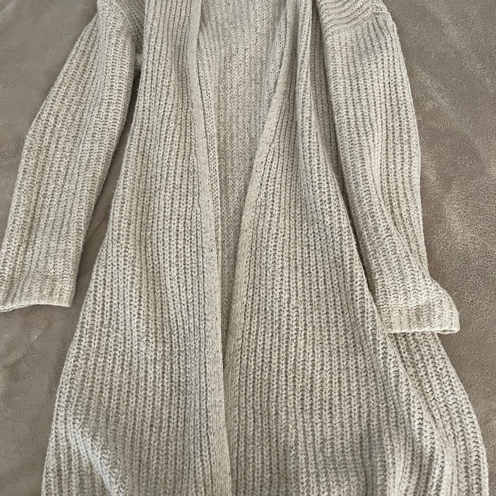 Cozy Oversized Open-Front Knit Cardigan Sweater - Light Gray
